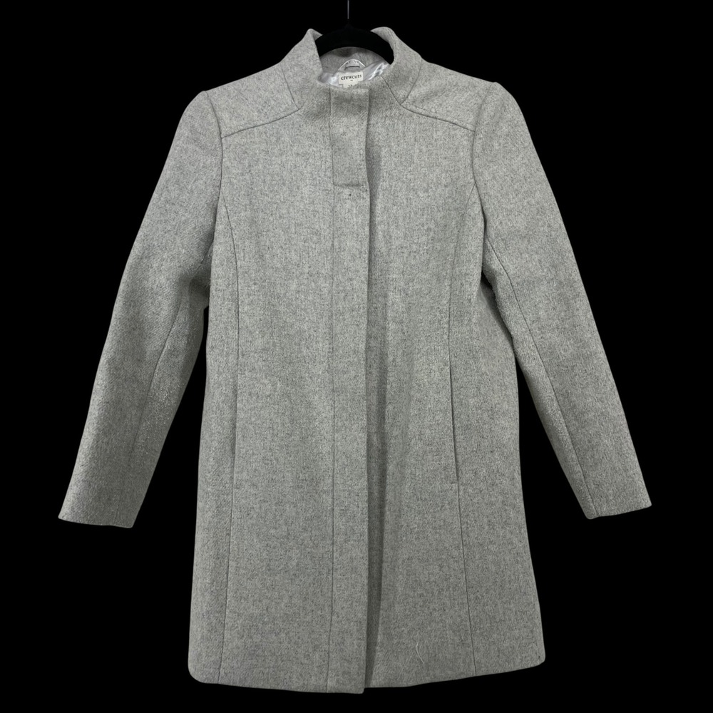 Crewcuts Size 12 Wool Blend Coat Heather Gray Stand Collar Zip Front Kids Jacket